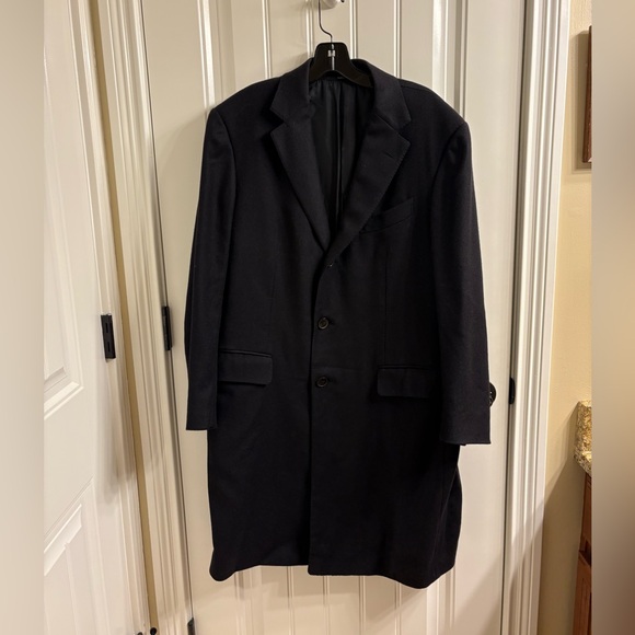 Ermenegildo Zegna Black Wool Cashmere Blend Dress Coat Made in